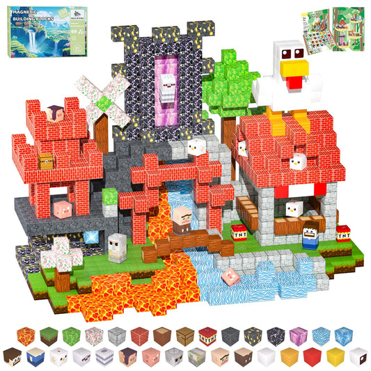 SSAWER Magnetic Blocks 150pcs light-up for creative building and play