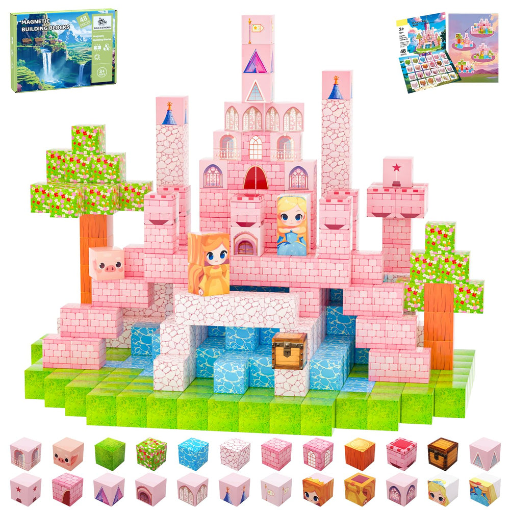 SSAWER 48-piece magnetic blocks set on a desk boosts imagination and hands-on STEM play.