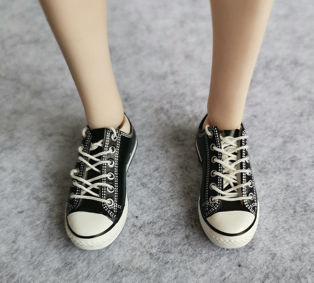 SSbeauty M 1:6 scale black shoes detailed sole close-up.