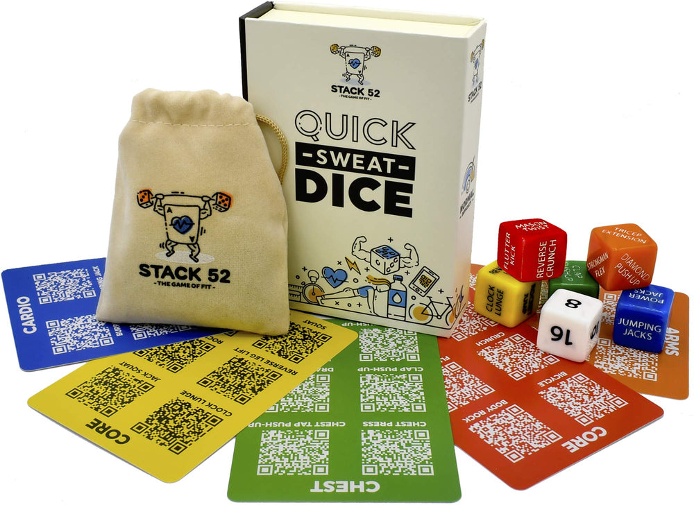 Stack 52 Quick Sweat Dice rolls a random exercise for a quick on-the-go bodyweight workout