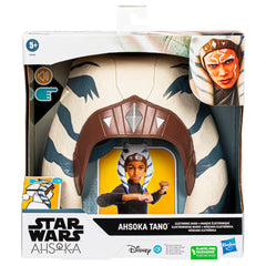 Star Wars Ahsoka Tano mask side view showing detailed graphics for cosplay