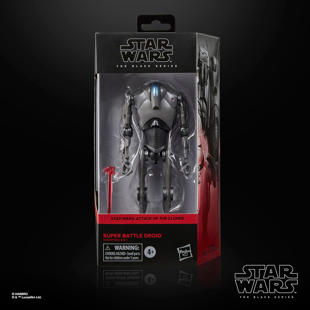 Close-up of the Super Battle Droid details from Attack of the Clones for authentic display.