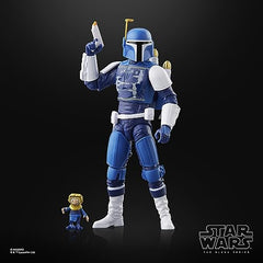 STAR WARS Mandalorian Scout Holiday Edition hero pose on a display stand.