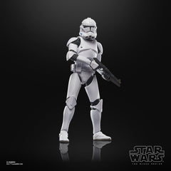 Battle droid with removable backpack and antenna for authentic detail.