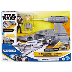 STAR WARS Mandalorian figure seated in cockpit of N-1 Starfighter for action adventures