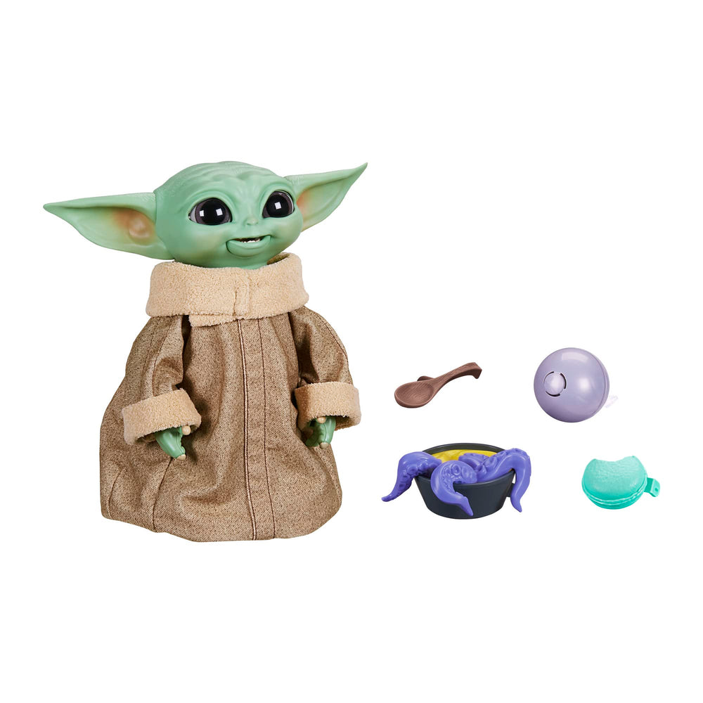 STAR WARS Grogu animatronic displays head and arm movements for interactive play