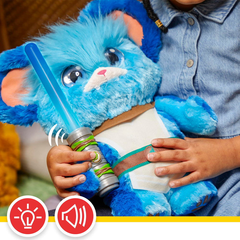 Squeezing Nubs' tummy triggers friendly sounds for imaginative play.