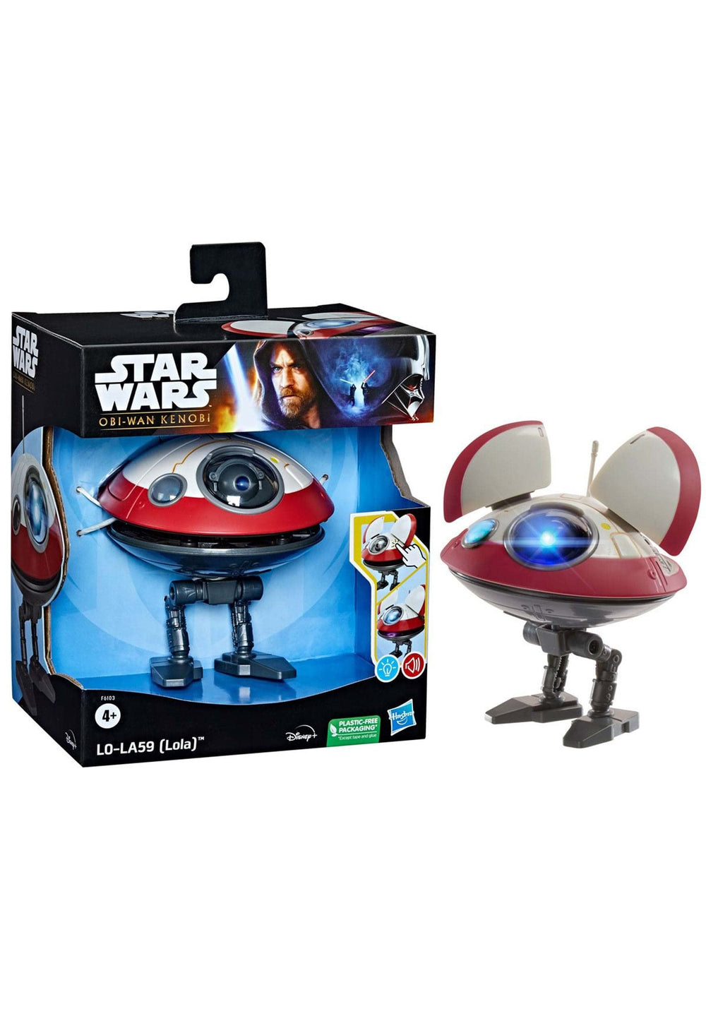STAR WARS Lola droid head panels tilt for poseable display and dynamic scenes.