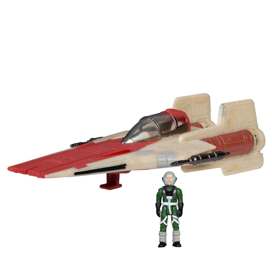 Star Wars Micro Galaxy Squadron A-Wing cockpit open for realistic display and play.