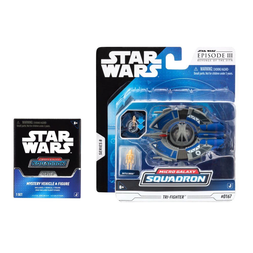 STAR WARS Micro Galaxy Squadron Droid Tri-Fighter bundle for display and imaginative play.