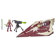 Star Wars Mission Fleet: Ahsoka Tano Delta-7 Starfighter ready for action play.
