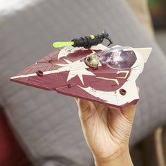 Star Wars Mission Fleet: Delta-7 Jedi Starfighter in action pose.