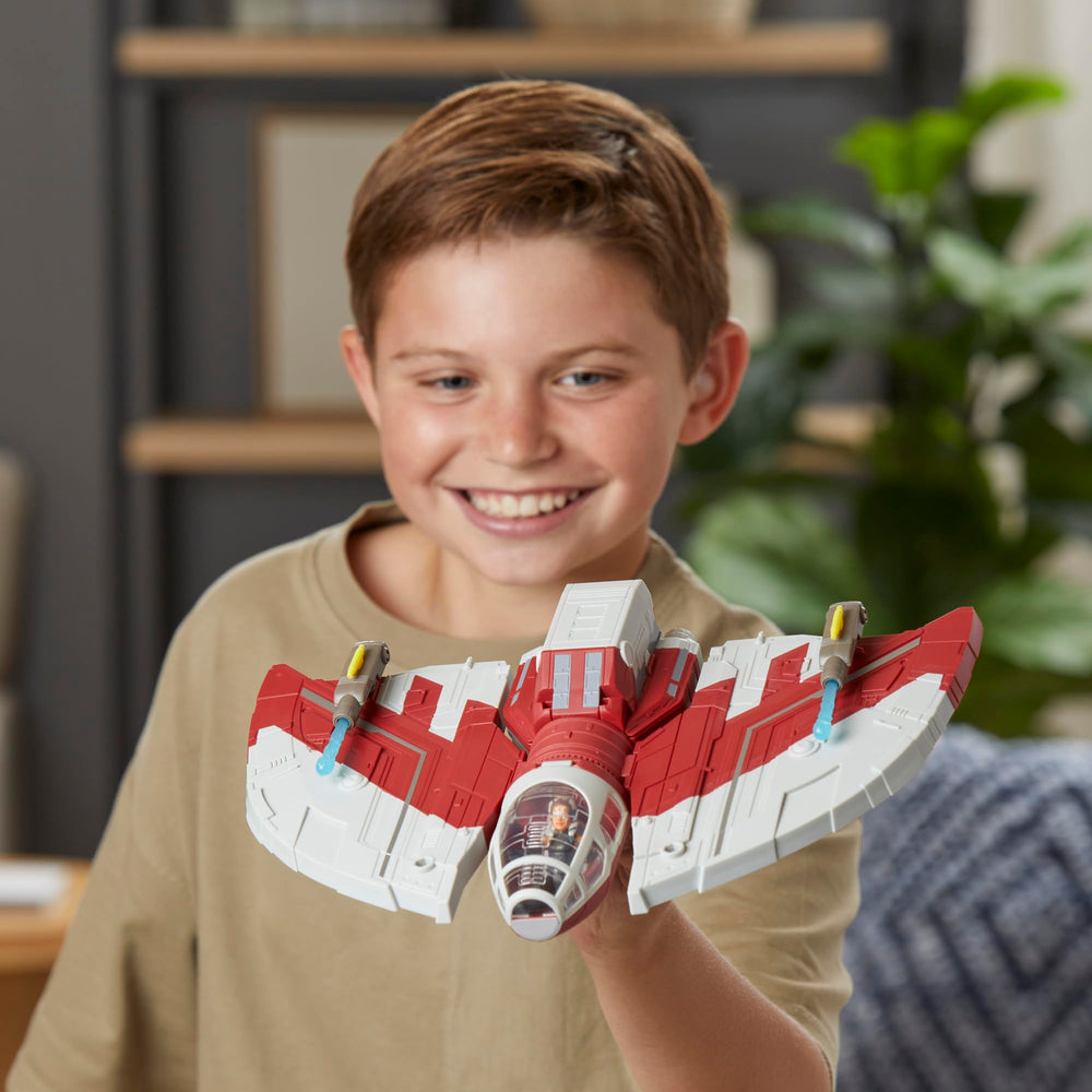 STAR WARS Mission Fleet T-6 Shuttle wingspan display emphasizes impressive play value.
