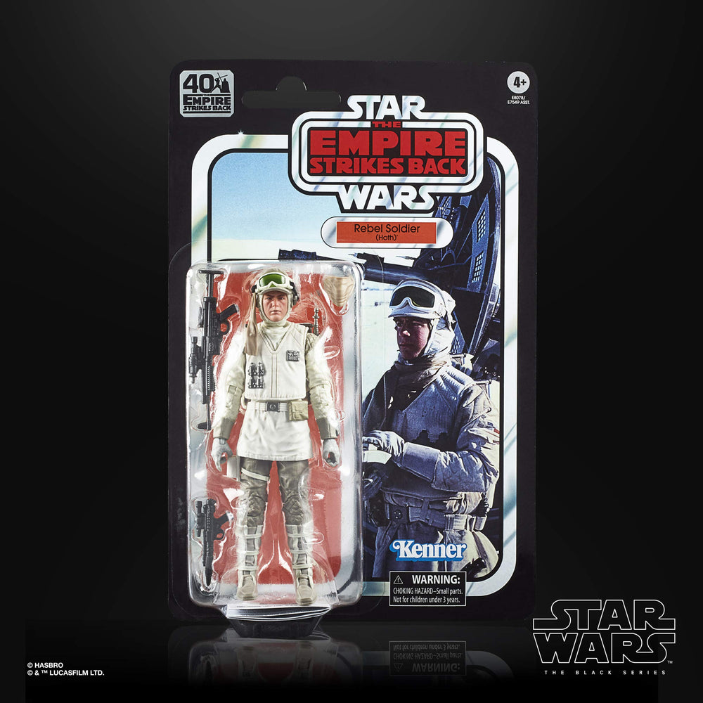 STAR WARS The Black Series Hoth rebel soldier figure on a collectible shelf.