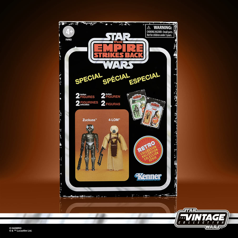 STAR WARS Retro Collection 4-LOM & Zuckuss back packaging with weathered Kenner styling