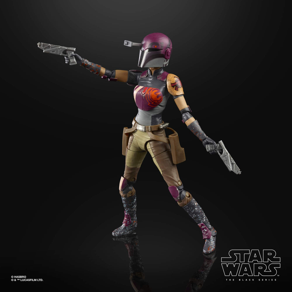 Star Wars Sabine Wren 6-inch figure displayed on a shelf-ready stand