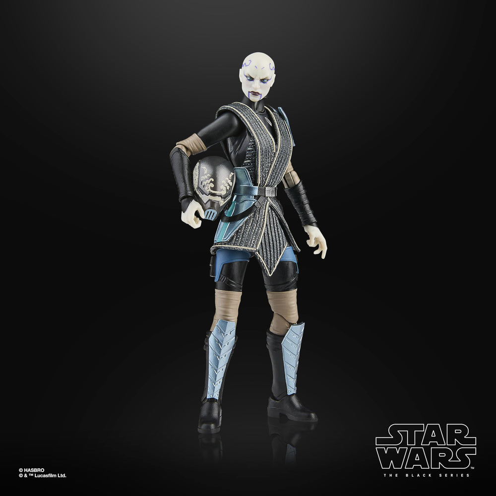STAR WARS The Black Series Asajj Ventress back view showcases deco and scale.