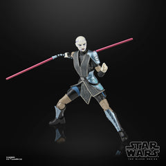STAR WARS The Black Series Asajj Ventress window box packaging for easy shelving.