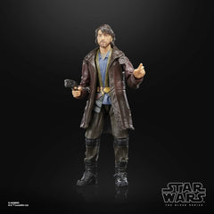 Star Wars The Black Series Cassian Andor deco close-up highlights premium sculpt.