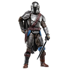 STAR WARS The Black Series Mandalorian figure front view with Darksaber for display
