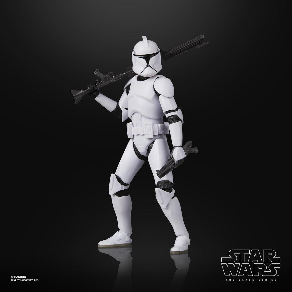 STAR WARS The Black Series Phase I Clone Trooper figure, premium deco for museum-quality presentation