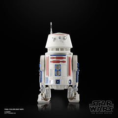 R5-D4 figure from The Mandalorian with authentic deco for display.