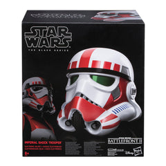 STAR WARS The Black Series Shock Trooper Helmet, side view, authentic display piece for collectors.
