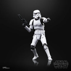 STAR WARS The Black Series Stormtrooper with blaster accessory ideal for imaginative play and dioramas.