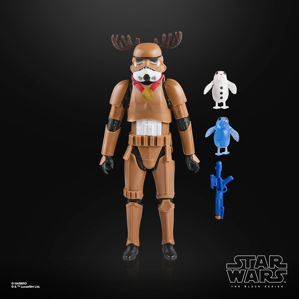 STAR WARS The Black Series Stormtrooper holiday edition soft goods antlers add tactile flair.
