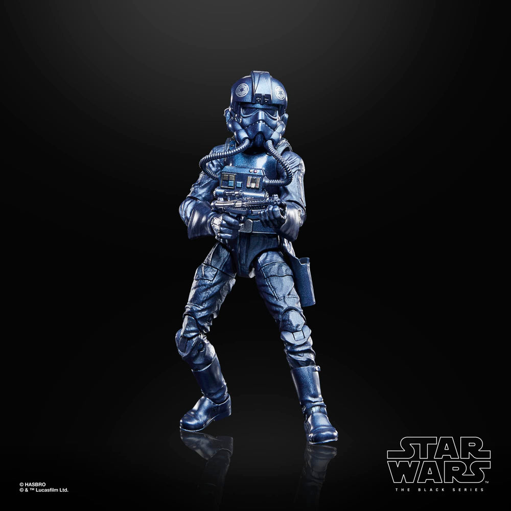 STAR WARS The Black Series TIE Pilot armor detail enhances display aesthetics.