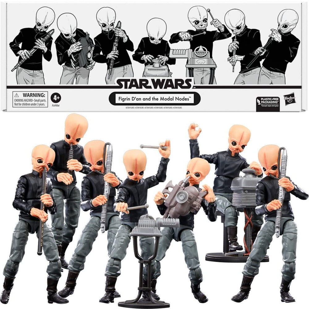 STAR WARS The Vintage Collection pack featuring Figrin D’an and the Modal Nodes for authentic cantina display.