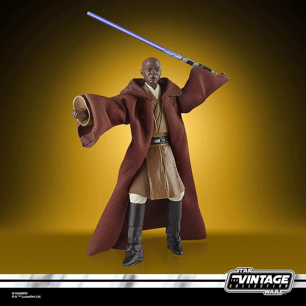 STAR WARS Mace Windu VC35 accessories laid out for varied display options.
