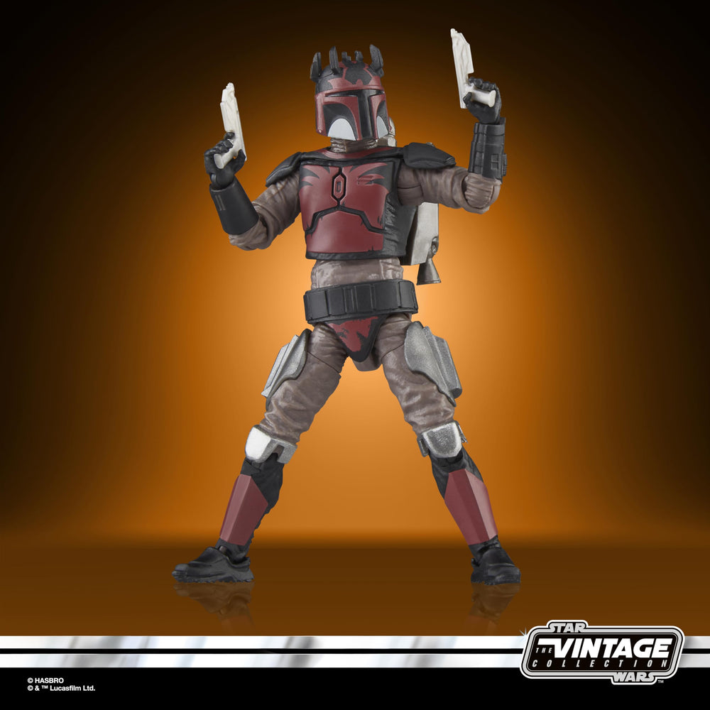 Star Wars Vintage Collection red and black deco detail on Mandalorian armor