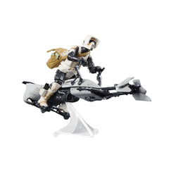 Star Wars Vintage Collection speeder bike with Scout Trooper and Grogu for immersive play.