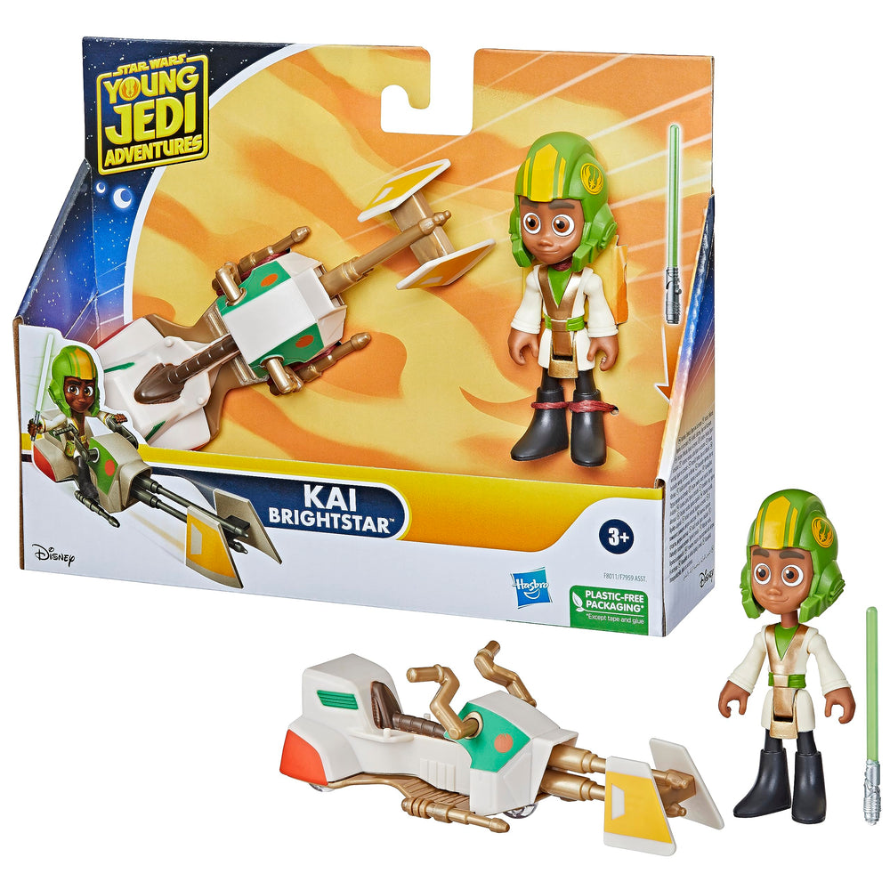 Star Wars Kai Brightstar figure on speeder bike for imaginative play.