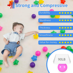 STARBOLO ball pit filled with rainbow balls creates vibrant play space.
