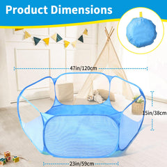 STARBOLO Kids Ball Pit blue pop-up setup demonstrates quick, tool-free assembly