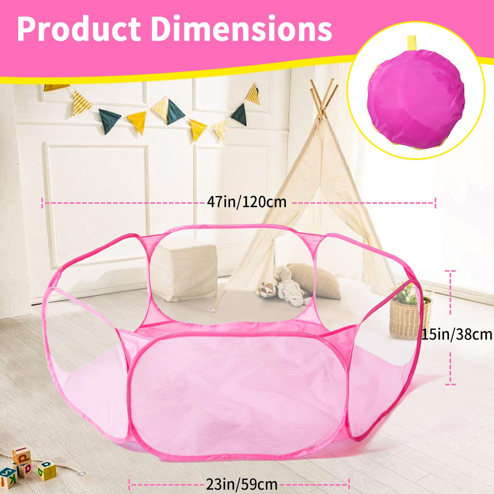 STARBOLO pink hexagon ball pit with carry tote for portability