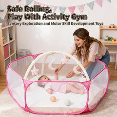 STARBOLO pink hexagon ball pit private space for kids and pets