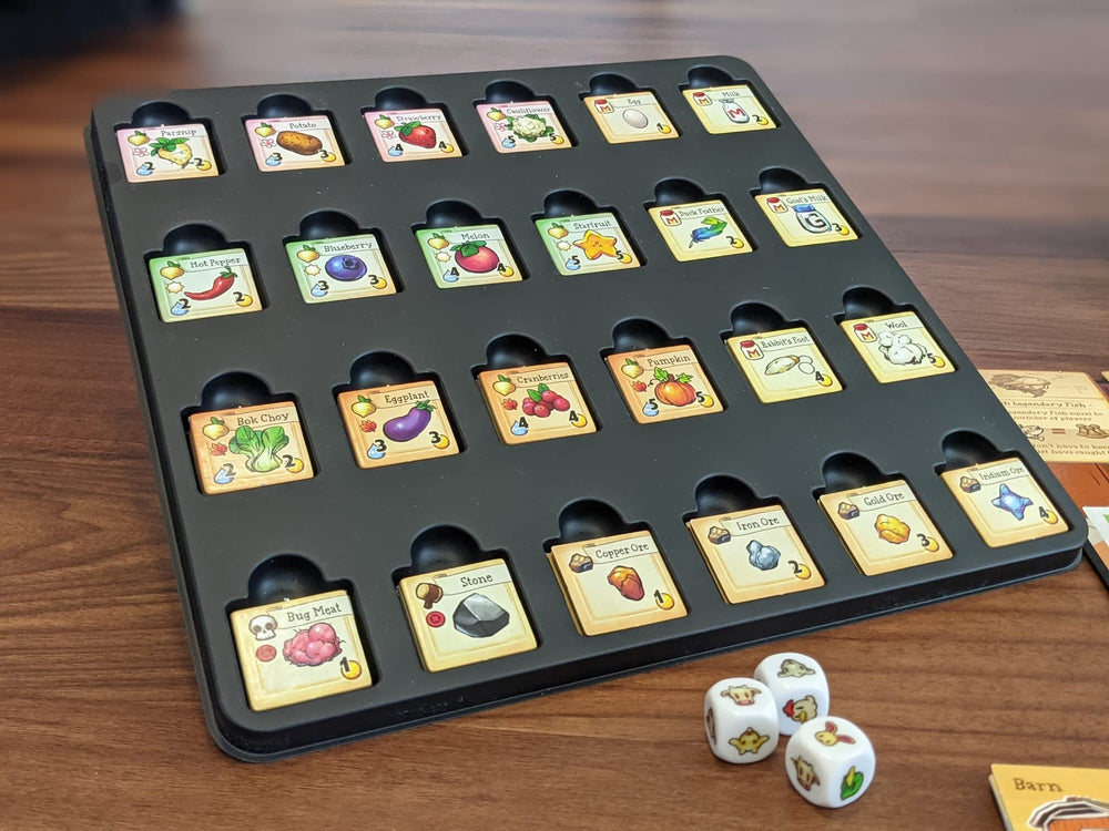 Stardew Valley board game: community center goals guide cooperative objectives and team strategy.