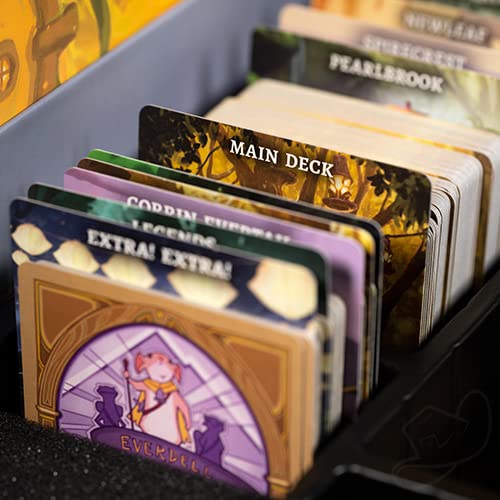 Starling Games Everdell card trays with dividers help organize decks for faster setup.
