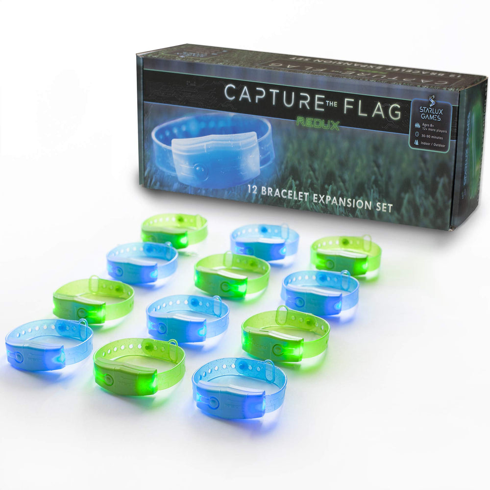 Starlux Capture The Flag Redux LED bracelets illuminate group play at dusk.