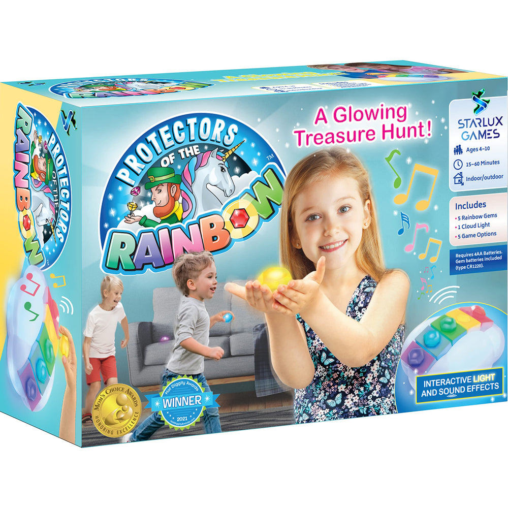 Starlux Games Protectors of the Rainbow: glowing rainbow gems for color learning and play.