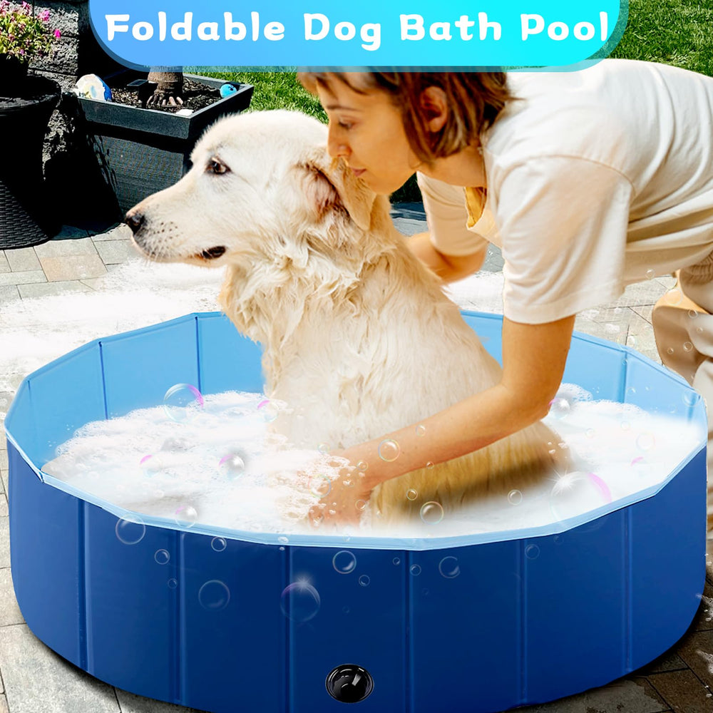 StarOcean foldable dog pool blue opened, quick setup and fast water filling.