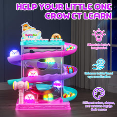 Three-layer color tracks encourage color recognition and exploratory play.