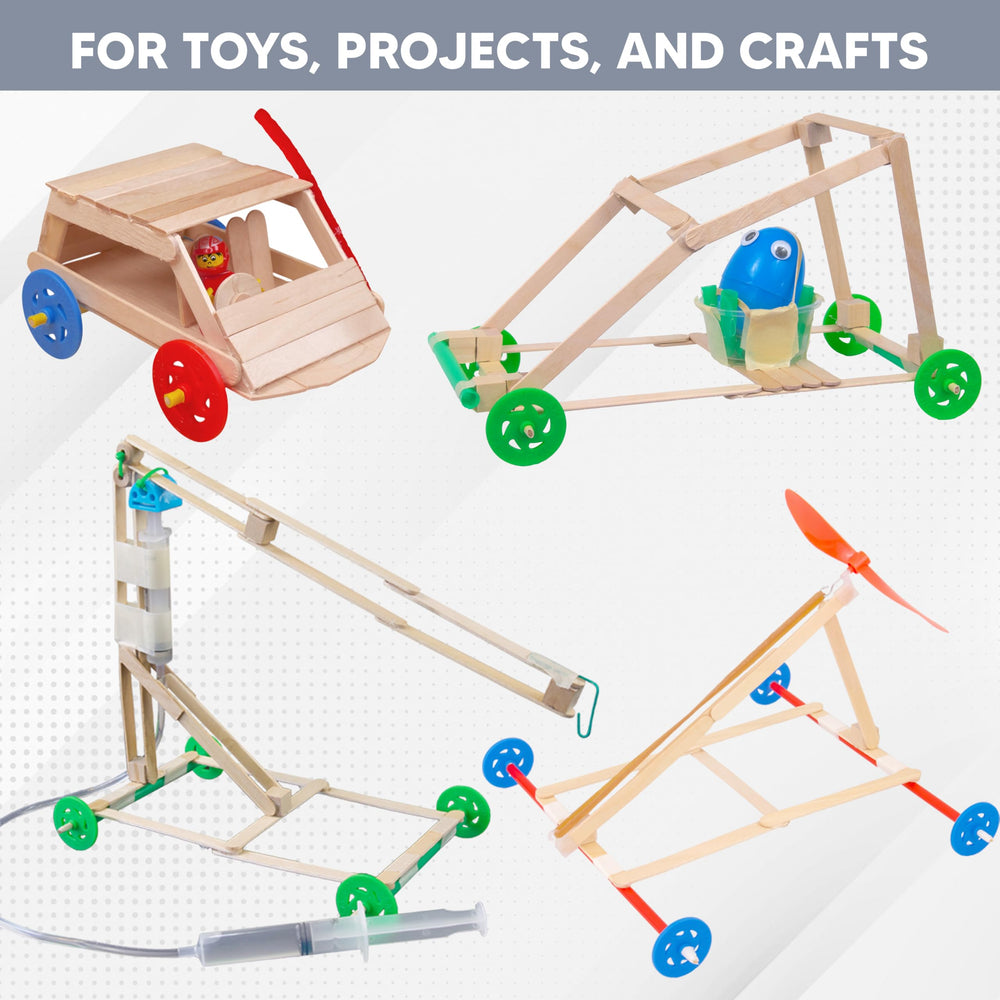 STEM Inventions bulk 200-pack wheels ideal for group STEM projects and prototyping.