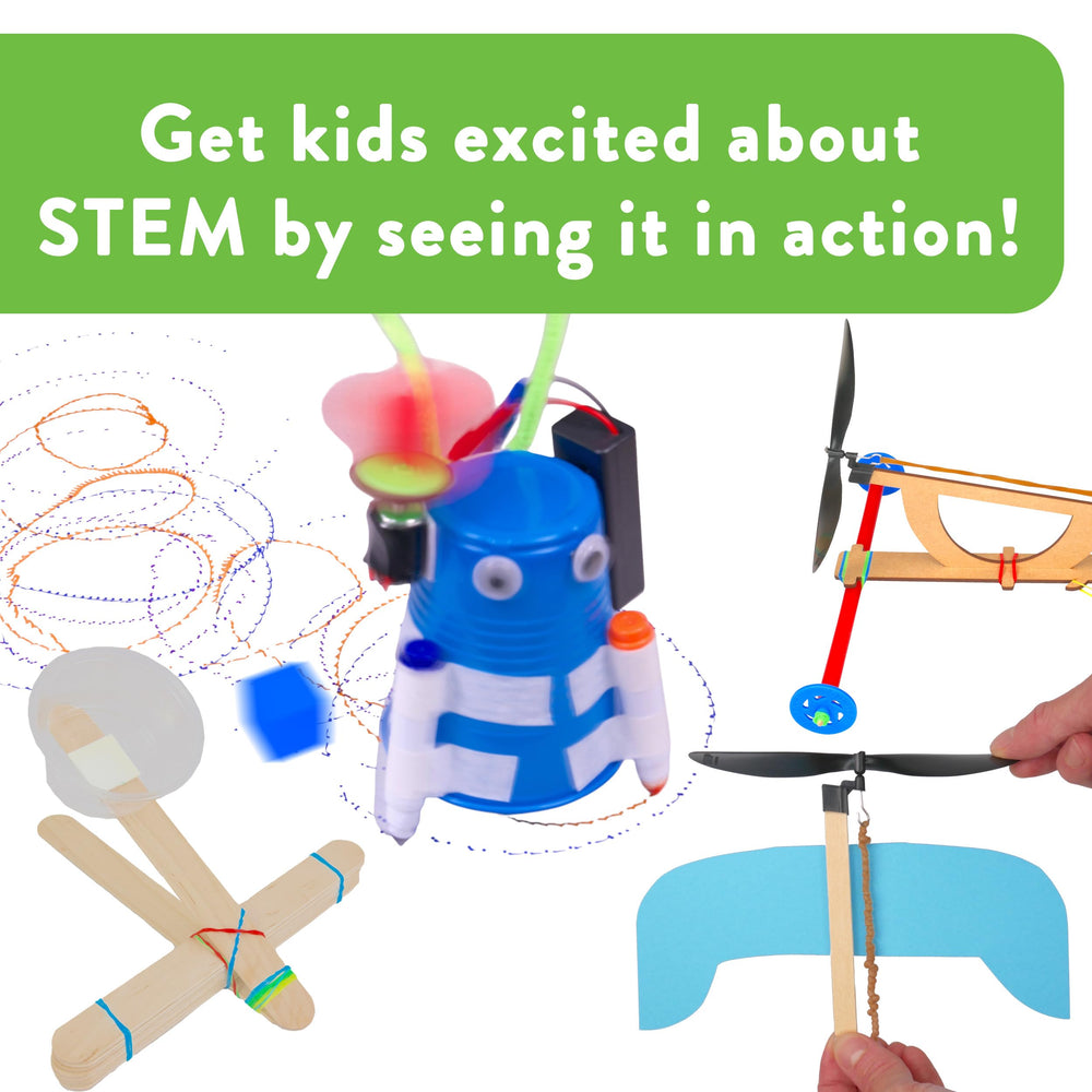 STEM Inventions motorized scribble bot drawing while it moves