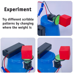 Children adjust marker positions and balance to customize doodle patterns.