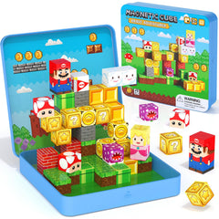 STEM MATCH Mini Magnetic Blocks travel box open, showing portable storage and baseplate for on-the-go play.