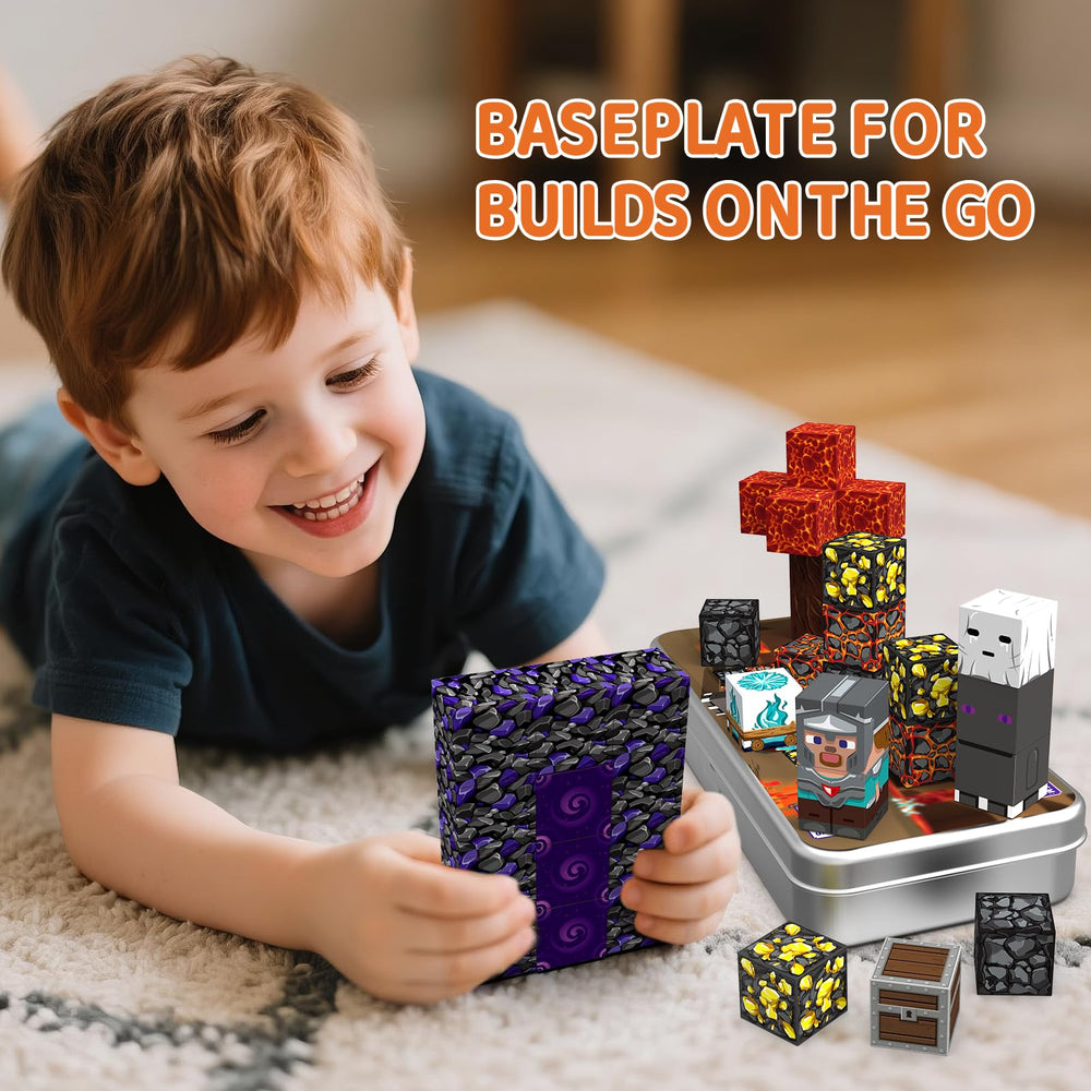 STEM MATCH portable magnetic cubes base acts as tidy, travel-ready workspace
